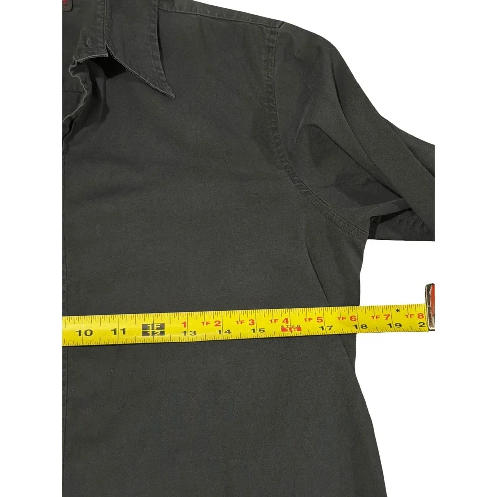 VTG Ralph Lauren Button Down Shirt Black Stretch Cotton Long‎ Sleeve Kids Large